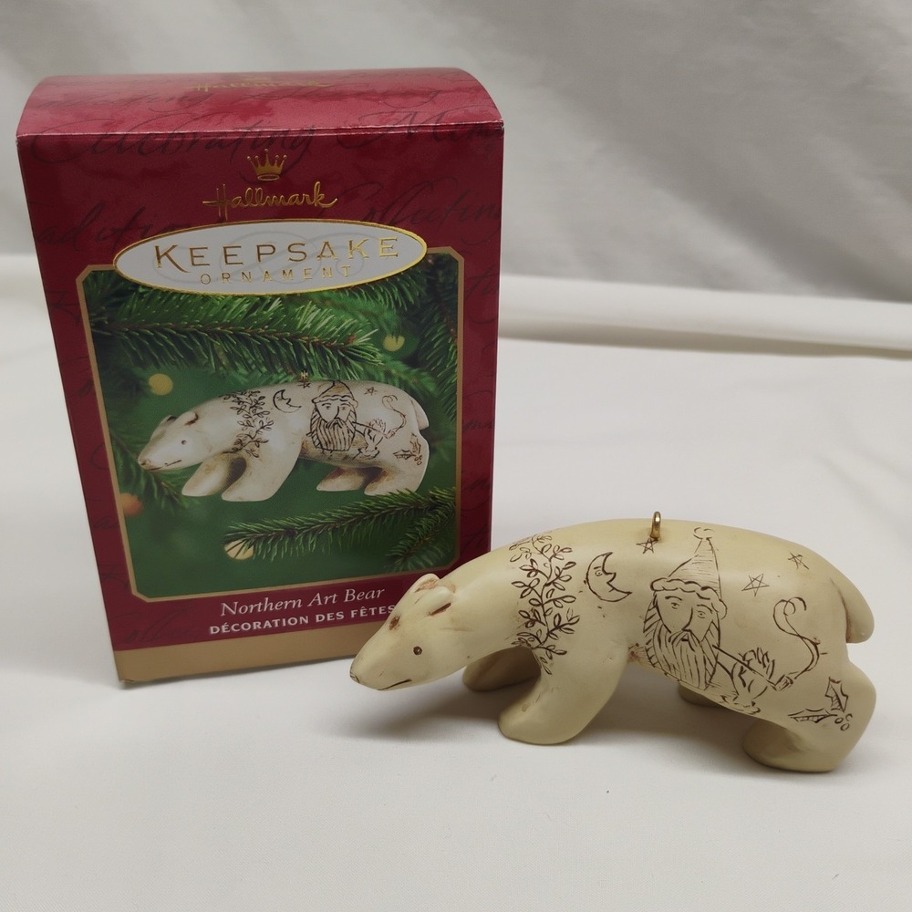 Vintage 2000 Hallmark Northern Art Bear Rich LaPierre Christmas Ornament Folk